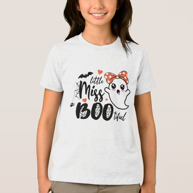 Little Miss Bootiful | Spooky Roligt Kids Hallowee T Shirt (Framsida)