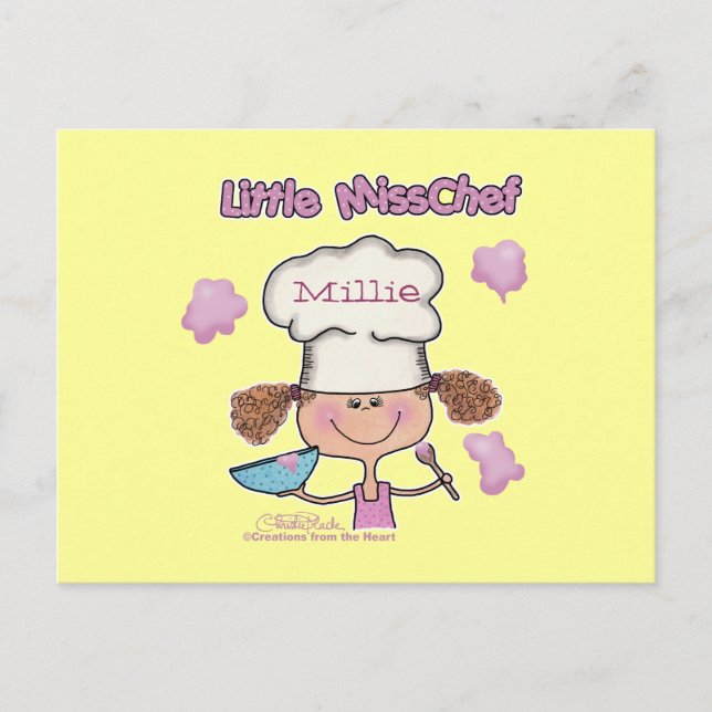 Little Miss Chef Personalize Vykort (Framsida)