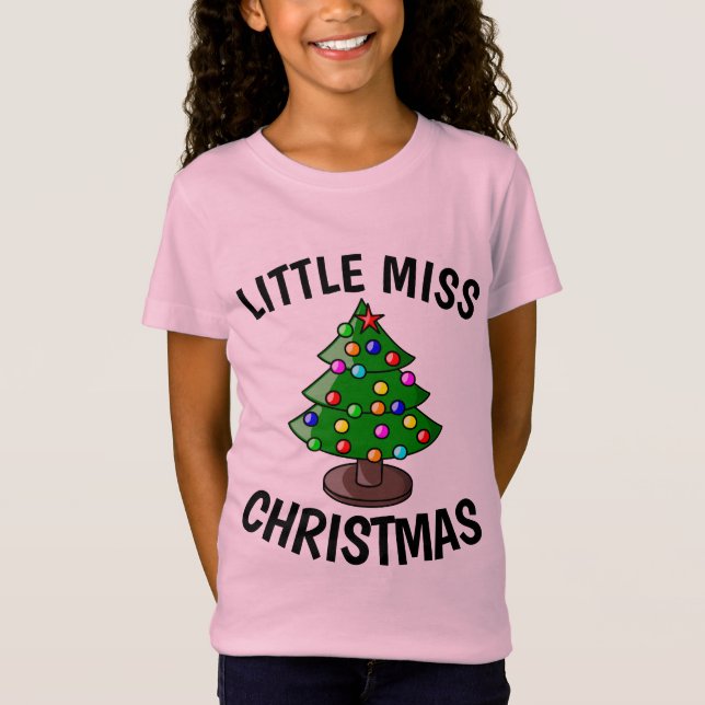 LITTLE MISS CHRISTMAS Funny Girls T-Shirts (Framsida)