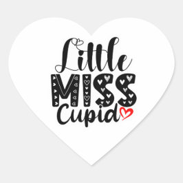 Little Miss Cupid Valentine – Cute Love Typography Hjärtformat Klistermärke