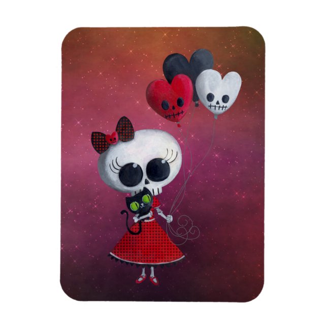 Little Miss Death Valentine Girl Magnet (Vertikal)