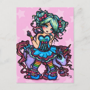 Little Miss Deelish Fairy Unicorn Princess Fantasy Vykort