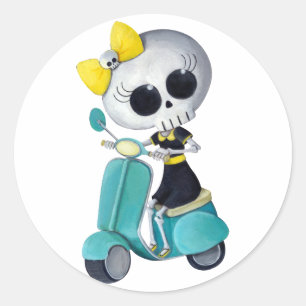 Little Miss Döden på Scooter Runt Klistermärke
