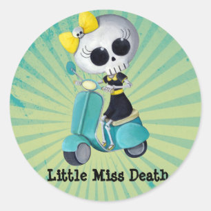 Little Miss Döden på Scooter Runt Klistermärke