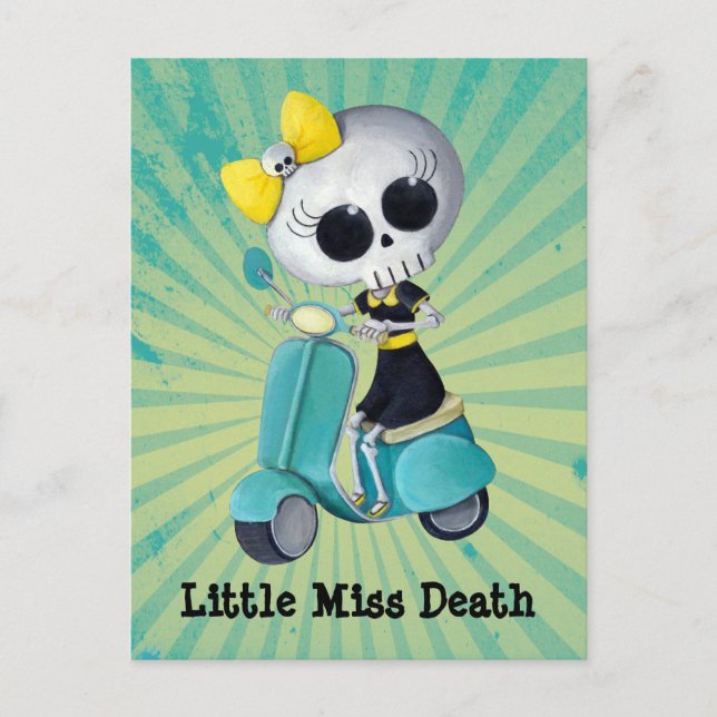 Little Miss Döden på Scooter Vykort (Framsida)