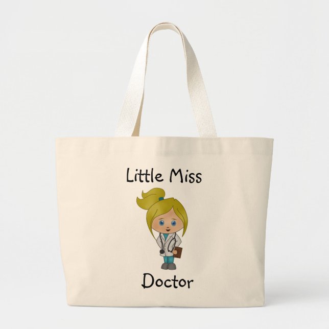Little Miss Doktor - Cute Blonde Tote Bag Jumbo Tygkasse (Framsidan)