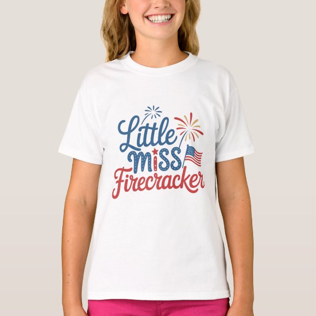 Little Miss Firecracker T Shirt (Framsida)