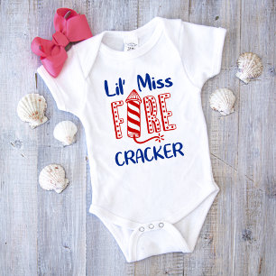 Little Miss Firecracker Typography Girl T Shirt