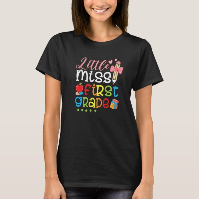 Little Miss First Klass Back to school Girls 1st G T Shirt (Framsida)