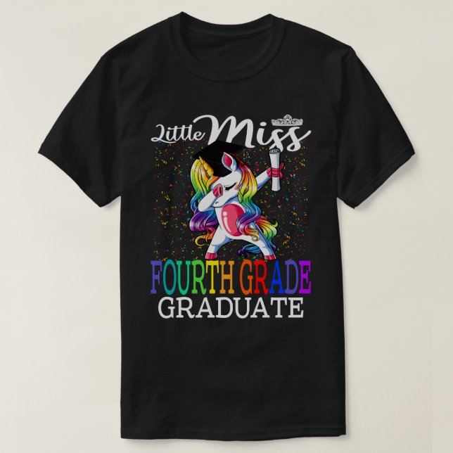 Little Miss Fjärde Klass Student Unicorn T Shirt (Design framsida)