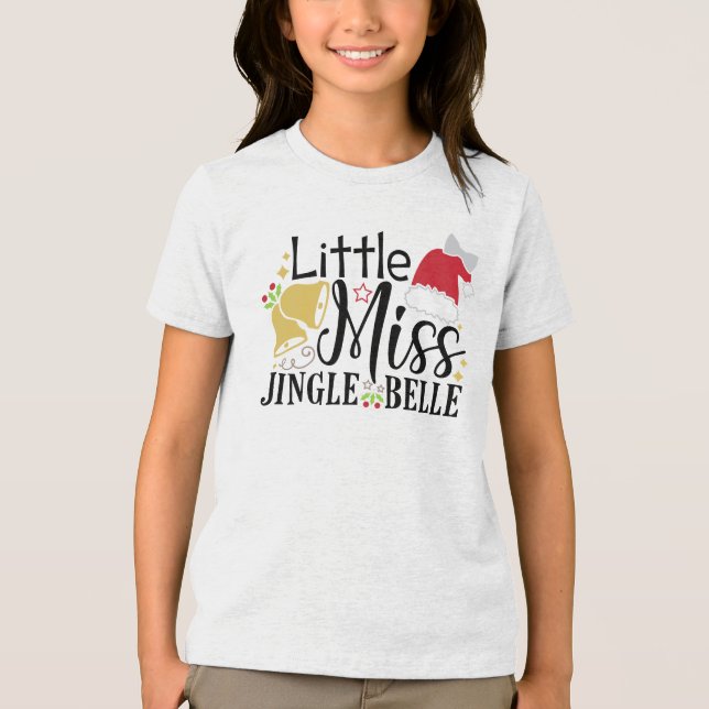 Little Miss Jingle Belle-julens Helgdagar T Shirt (Framsida)