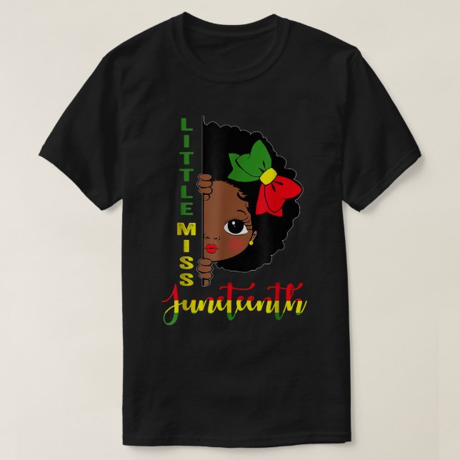 Little Miss Juneteonde Girl Småbarn Black History  T Shirt (Design framsida)
