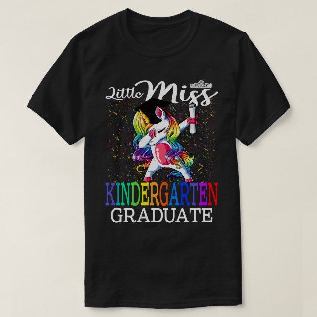 Little Miss Kindergarten Student Unicorn T Shirt (Design framsida)