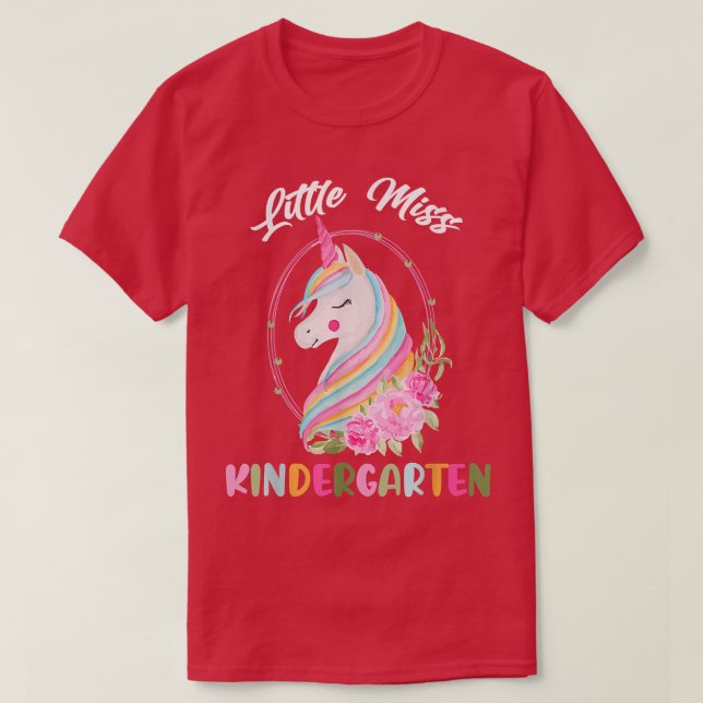 Little Miss Kindergarten Unicorn Back To School He T Shirt (Design framsida)