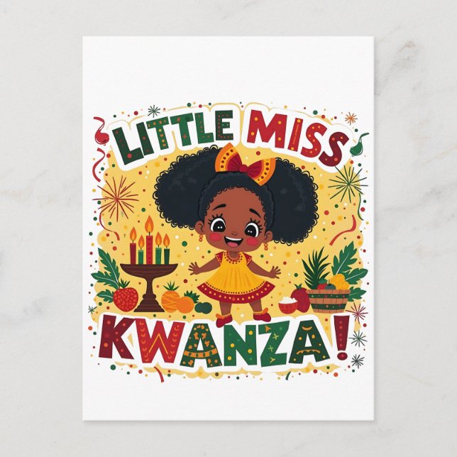Little Miss Kwanza Afro American Kwanaz Vykort (Framsida)