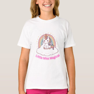 Little Miss Magical Cute Unicorn Rainbow Cloud T Shirt