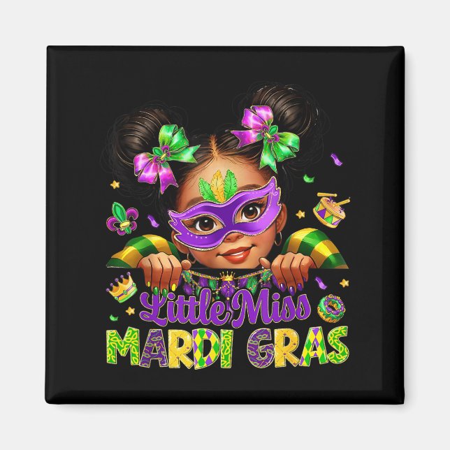 Little Miss Mardi Gras Carnival New Orleans Fleur  Magnet (Framsidan)