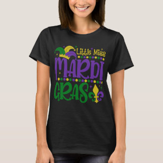 Little Miss Mardi Gras Cute Carnival Outfit T Shirt