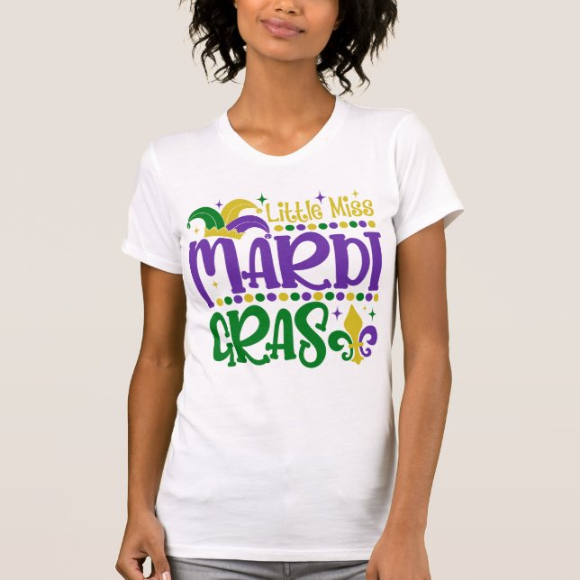 Little Miss Mardi Gras Cute Carnival Outfit T Shirt (Framsida)