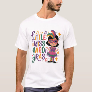 Little Miss Mardi Gras Festive Firande Design T Shirt