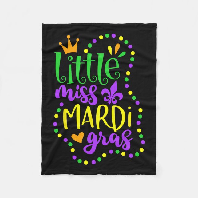 Little Miss Mardi Gras Kids Carnival Apparel Girls Fleecefilt (Framsidan)