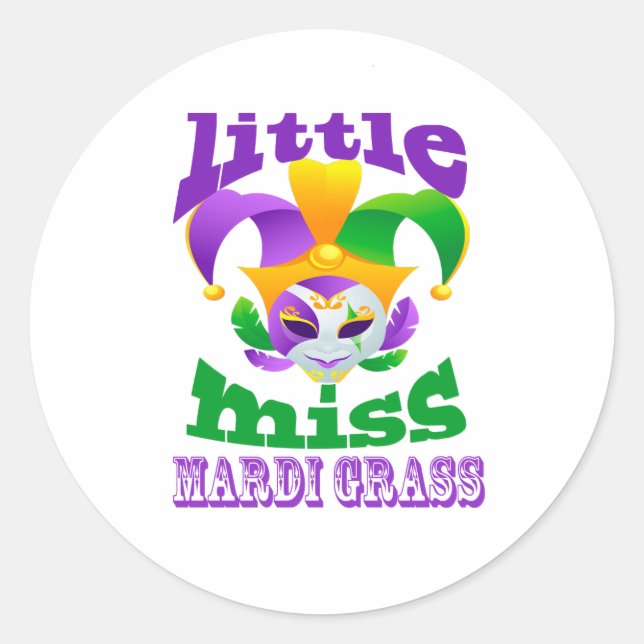 Little Miss Mardi Gras Runt Klistermärke (Framsida)