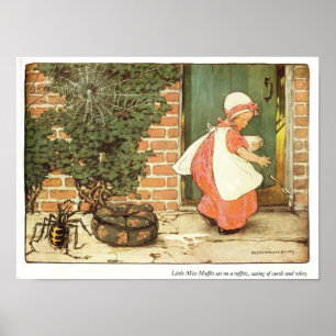 Little Miss Muffet Nursery Rhyme Print Poster