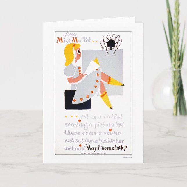 Little Miss Muffet Reads 1940 WPA Kort (Framsida)