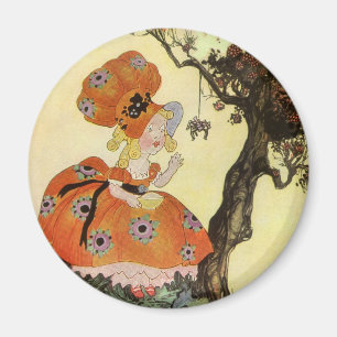 Little Miss Muffet & Spider, Vintage Mor Goose Magnet