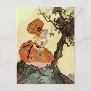Little Miss Muffet & Spider, Vintage Mor Goose Vykort