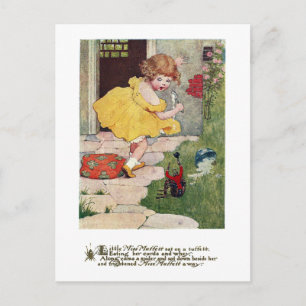 Little Miss Muffett & Spider Vintage Nursery Rhyme Vykort