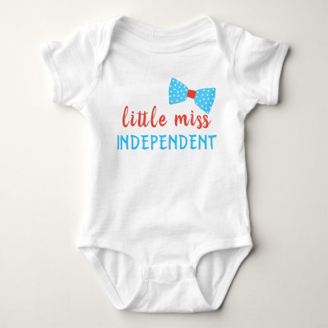Little Miss Oberoende Bow T Shirt (Framsida)