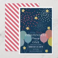 Little Miss Oberoende Fireworks Balloon Birthday