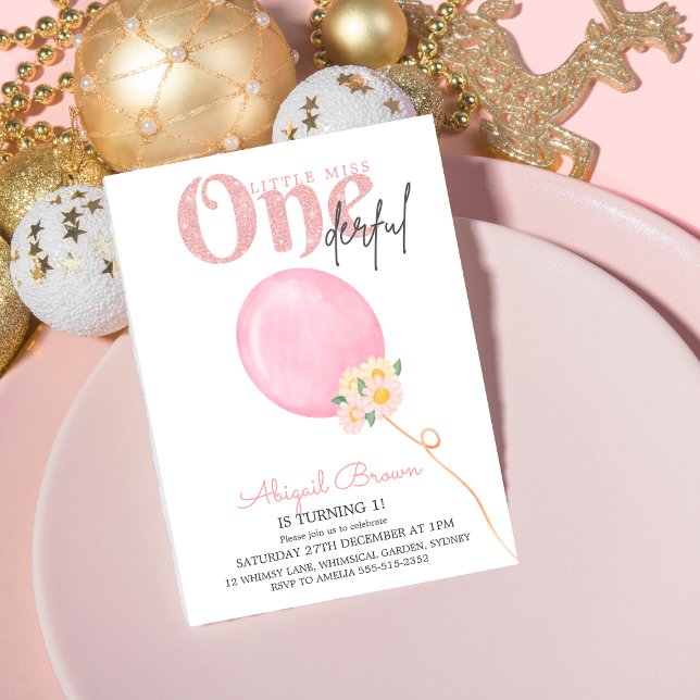 Little miss Oenderful 1st födelsedagsinbjudan Inbjudningar (Skapare uppladdad)
