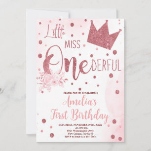 Little Miss Oenderful Birthday, 1:a födelsedagen Inbjudningar
