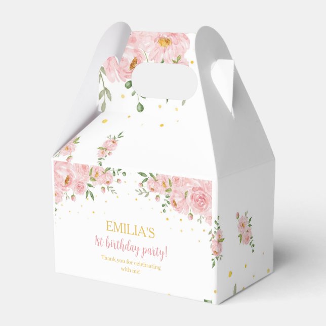 Little Miss Oenderful Blommigt Birthday Favor Box Presentaskar (Framsidan Sidan)