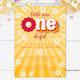 Little Miss Oenderful Daisy First Birthday-inbjuda Inbjudningar