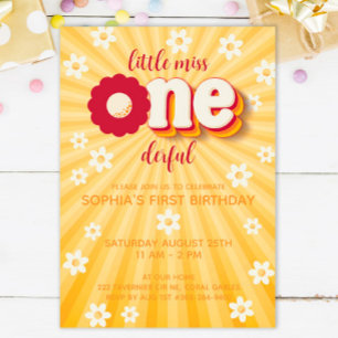 Little Miss Oenderful Daisy First Birthday-inbjuda Inbjudningar