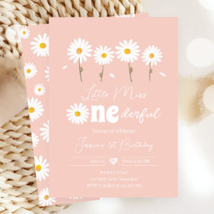 Little Miss Oenderful Daisy Rosa First Birthday Inbjudningar