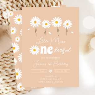 Little Miss Oenderful Daisy Sand First Birthday Inbjudningar
