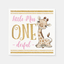 Little Miss One Derful Cute Giraffe 1st Birthday