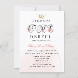 Little Miss One-derful Rosa 1st Birthday Party Inv Inbjudningar