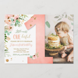 Little Miss Onederful 1:a Birthday Inbjudan Blommi
