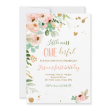 Little Miss Onederful 1:a Birthday Inbjudan Blommi