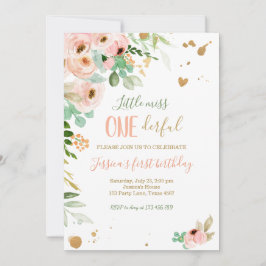 Little Miss Onederful 1:a Birthday Inbjudan Blommi