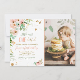 Little Miss Onederful 1:a Birthday Inbjudan Blommi