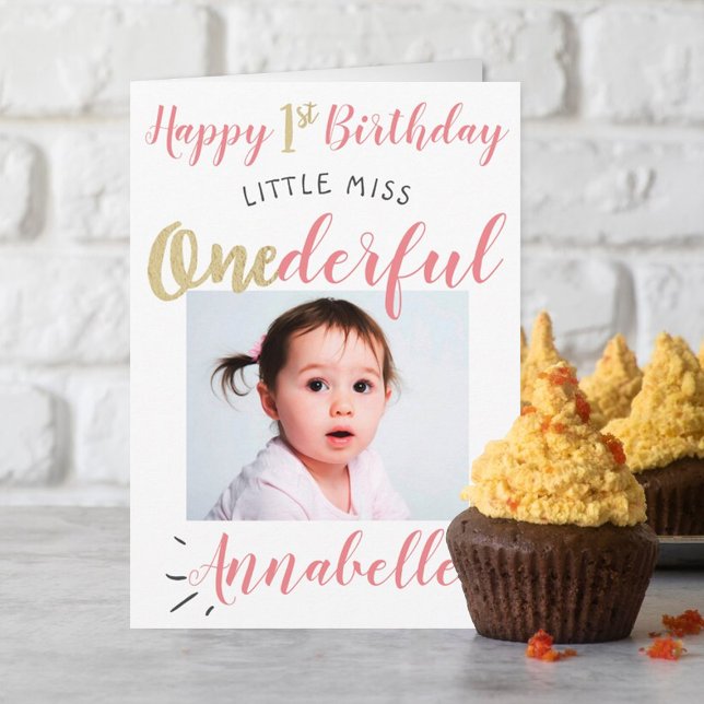 Little Miss Onederful 1:a födelsedagsfoto Kort (Skapare uppladdad)