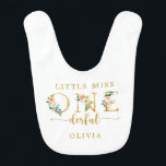 Little Miss Onederful 1st Birthday Girl Bib Hakklapp<br><div class="desc">Är hon inte en underbar flicka 1:a födelsedagen Party Baby Bib Earthy regnbåge Tema är perfekt för minimal och modern födelsedagsfest! Välj vår pastellmodell för  regnbåge för dina barn 1:a födelsedag party.</div>