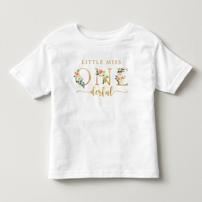 Little Miss Onederful 1st Birthday Girl T Shirt (Framsida)