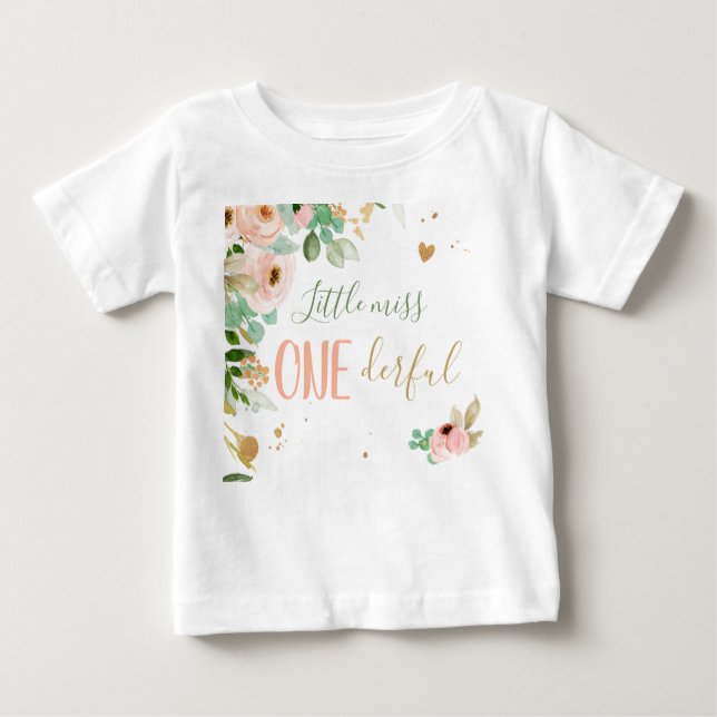 Little Miss Onederful 1st Birthday Girl T Shirt (Framsida)